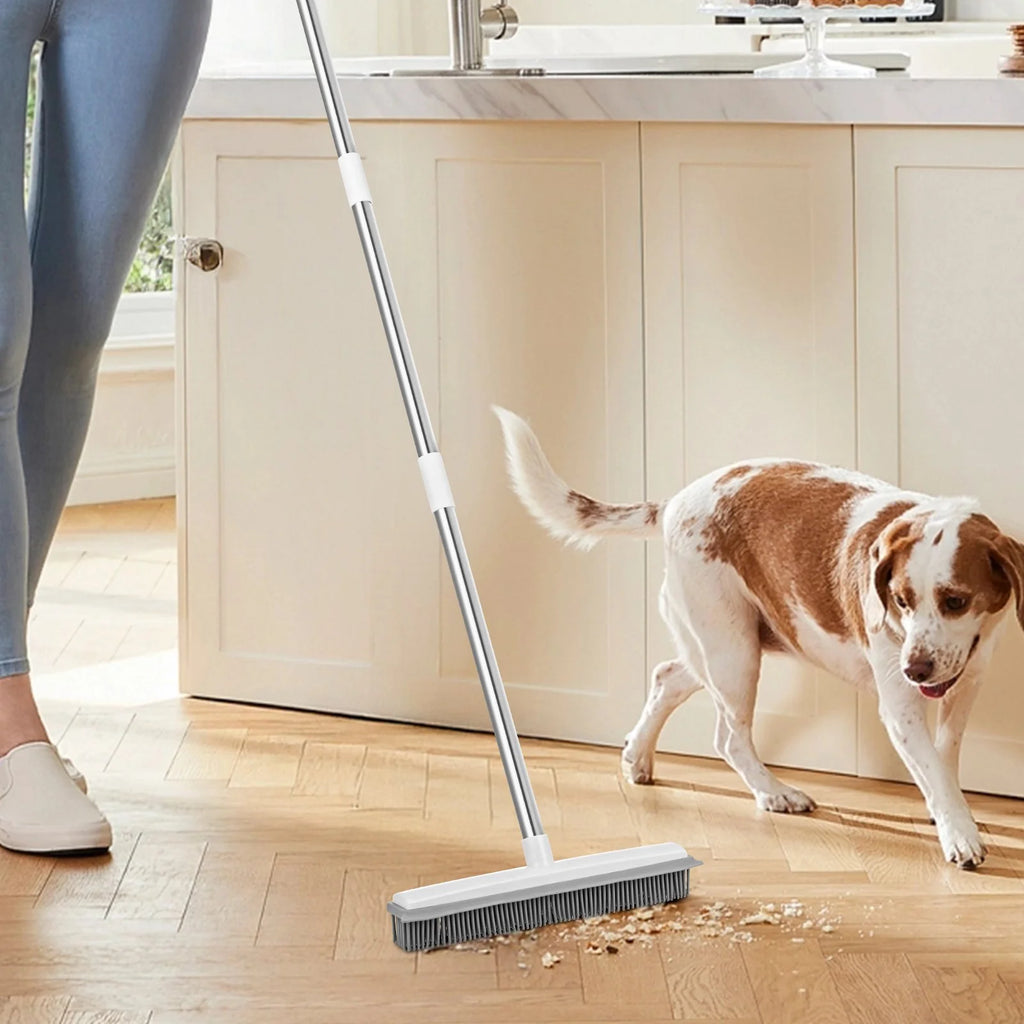 Adjustable 58.46" Rubber Pet Hair Removal Broom - Effortless Cleaning for Pet Owners