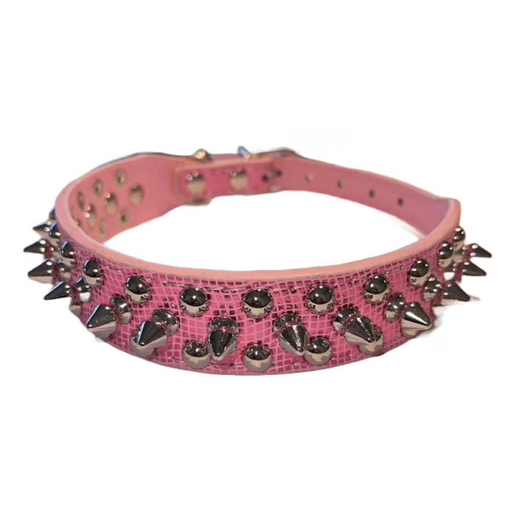 Premium Spiked Studded Leather Dog Collar - Adjustable for Small to Large Pets, Perfect for Pit Bulls and Cats