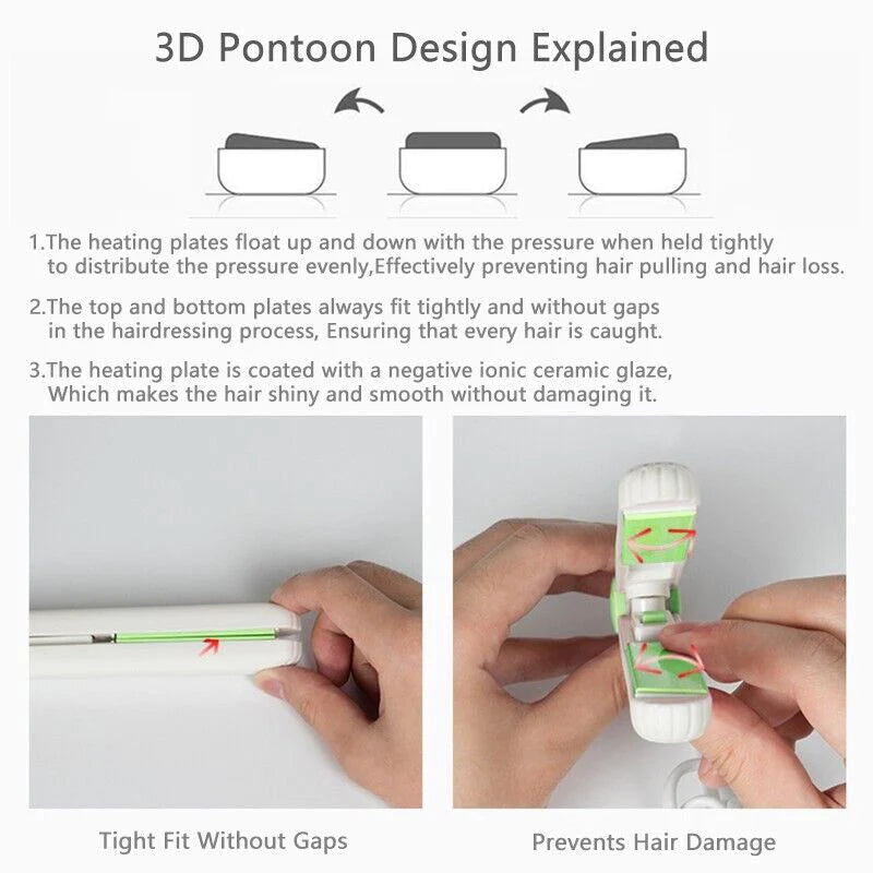 Professional Mini Portable Hair Straightener and Curler with Ceramic Technology