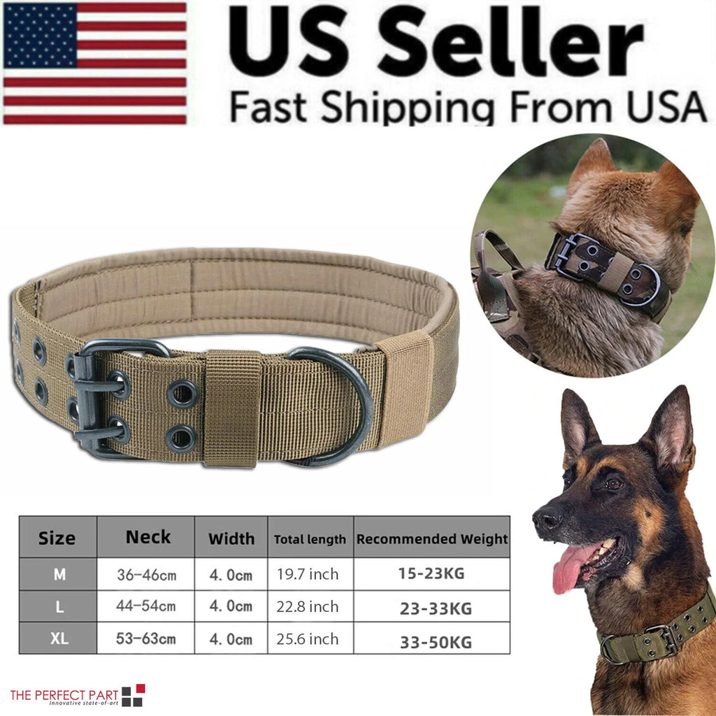 Heavy Duty 2" Wide Nylon Military Dog Collar with Metal Buckle - Perfect for Large K9s