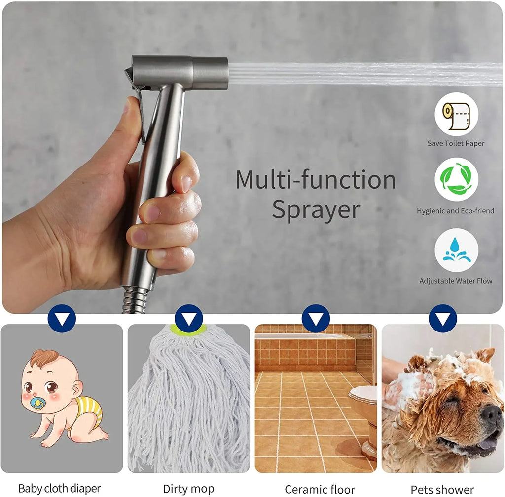 Upgrade Your Bathroom with the Premium Stainless Steel Toilet Shattaf Bidet Spray Hose and Handheld Shower Head