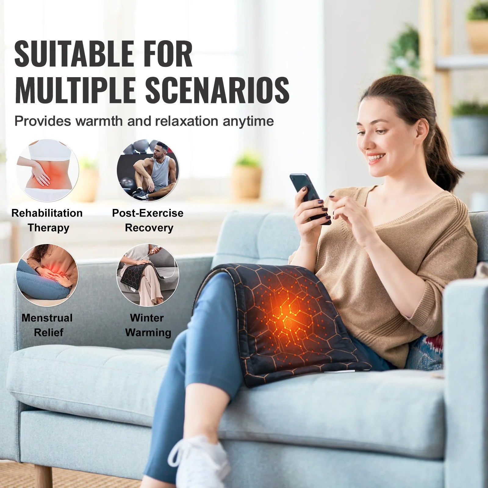 Experience Ultimate Pain Relief with VEVOR Weighted Heating Pad - Far Infrared Therapy, 12" x 24