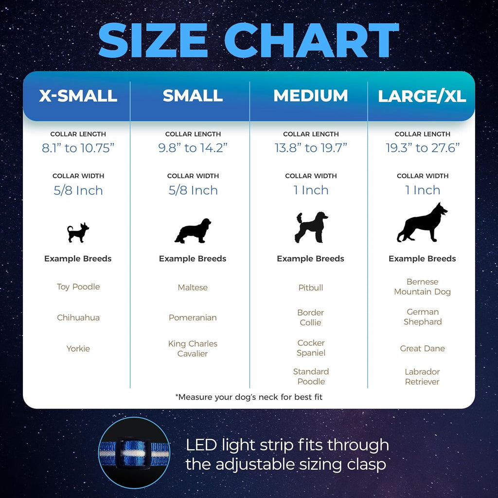LED Dog Collar - Original USB Rechargeable, Waterproof, 1,000 Feet Visibility - Suitable for Small, Medium, and Large Dogs - Proudly Made in the USA
