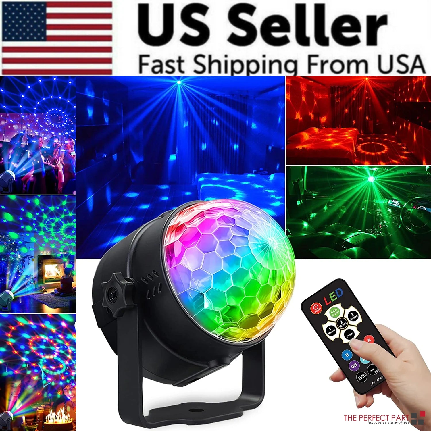 Strobe LED Disco Ball Lights - Sound Activated DJ Dance Lamp for Epic Party Vibes