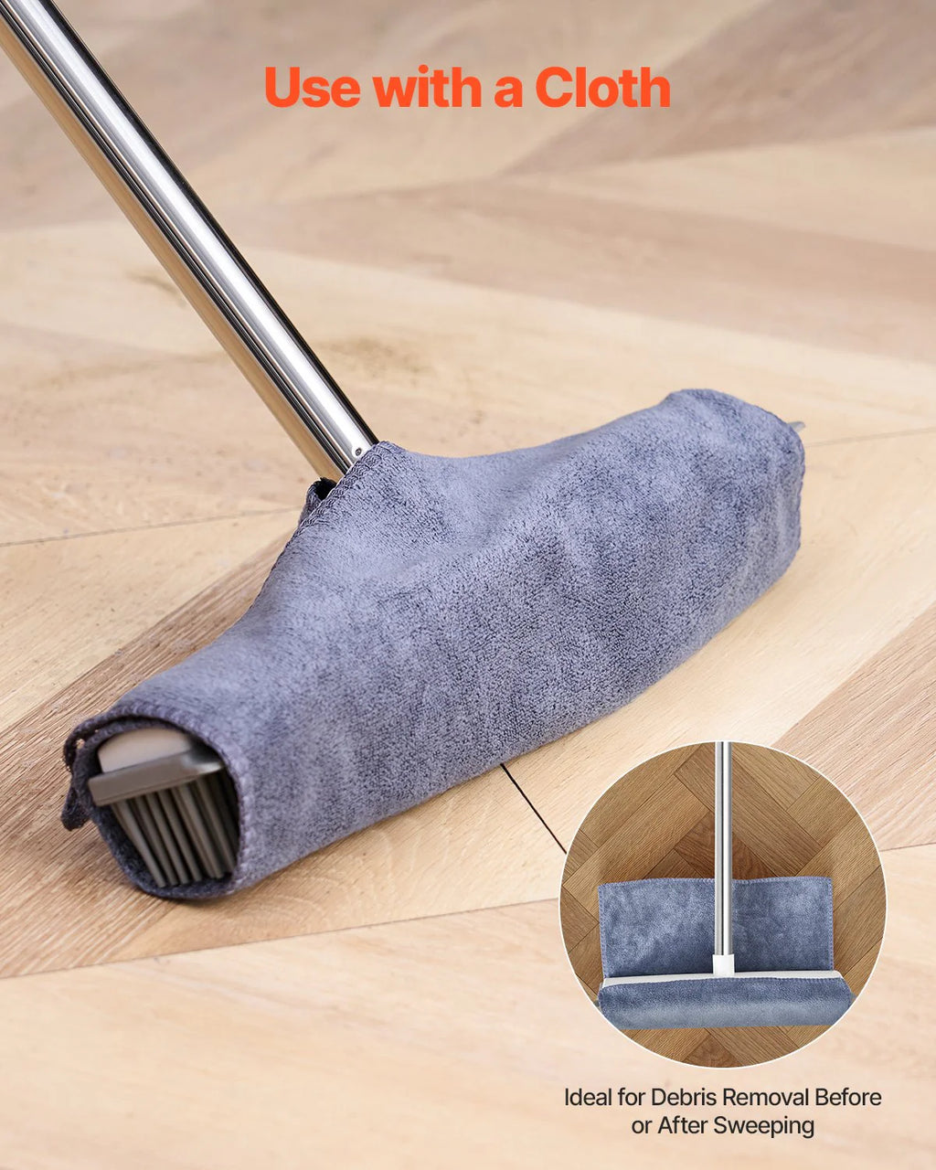 Adjustable 58.46" Rubber Pet Hair Removal Broom - Effortless Cleaning for Pet Owners