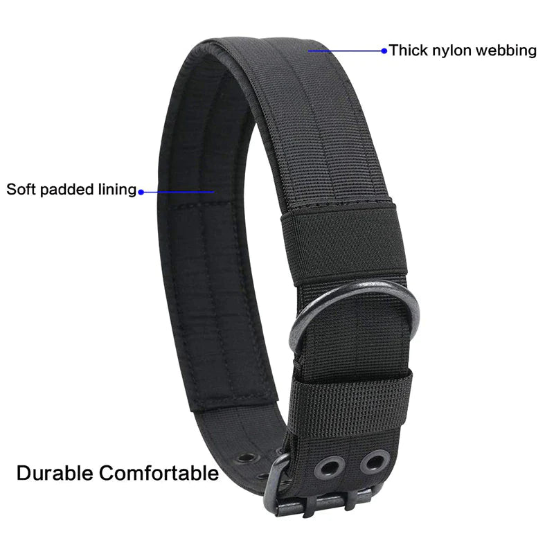 Heavy Duty 2" Wide Nylon Military Dog Collar with Metal Buckle - Perfect for Large K9s