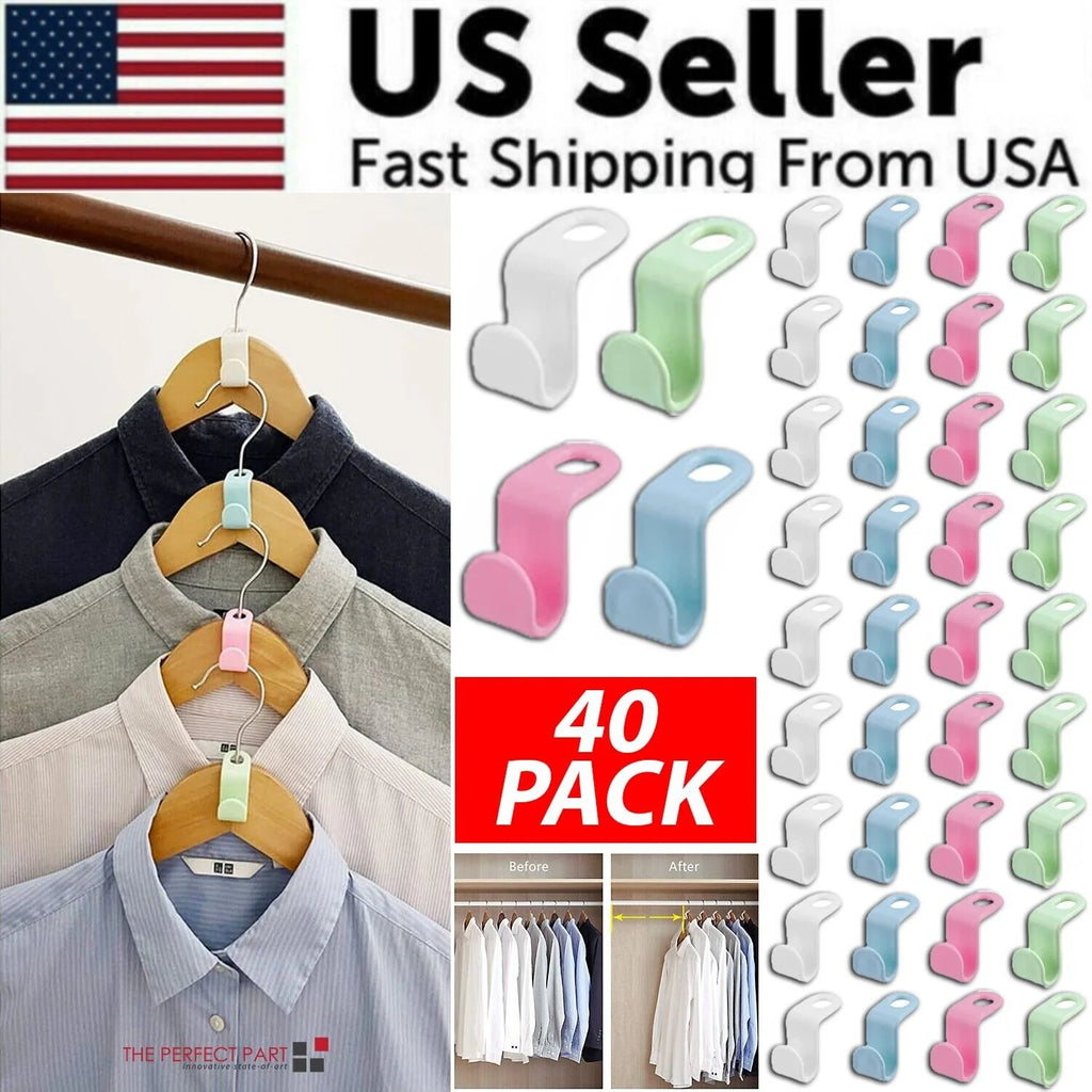 40 PCS Space-Saving Clothes Hanger Connector Hooks - Closet Organizer Clips