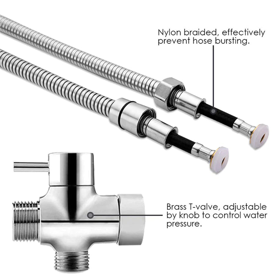 Upgrade Your Bathroom with the Premium Stainless Steel Toilet Shattaf Bidet Spray Hose and Handheld Shower Head