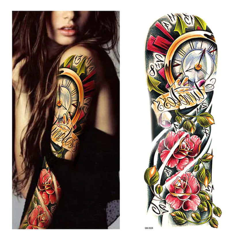 Large Waterproof Temporary Tattoo Sleeve Set - 5 Stylish Designs for Men & Women, Perfect for Events and Festivals
