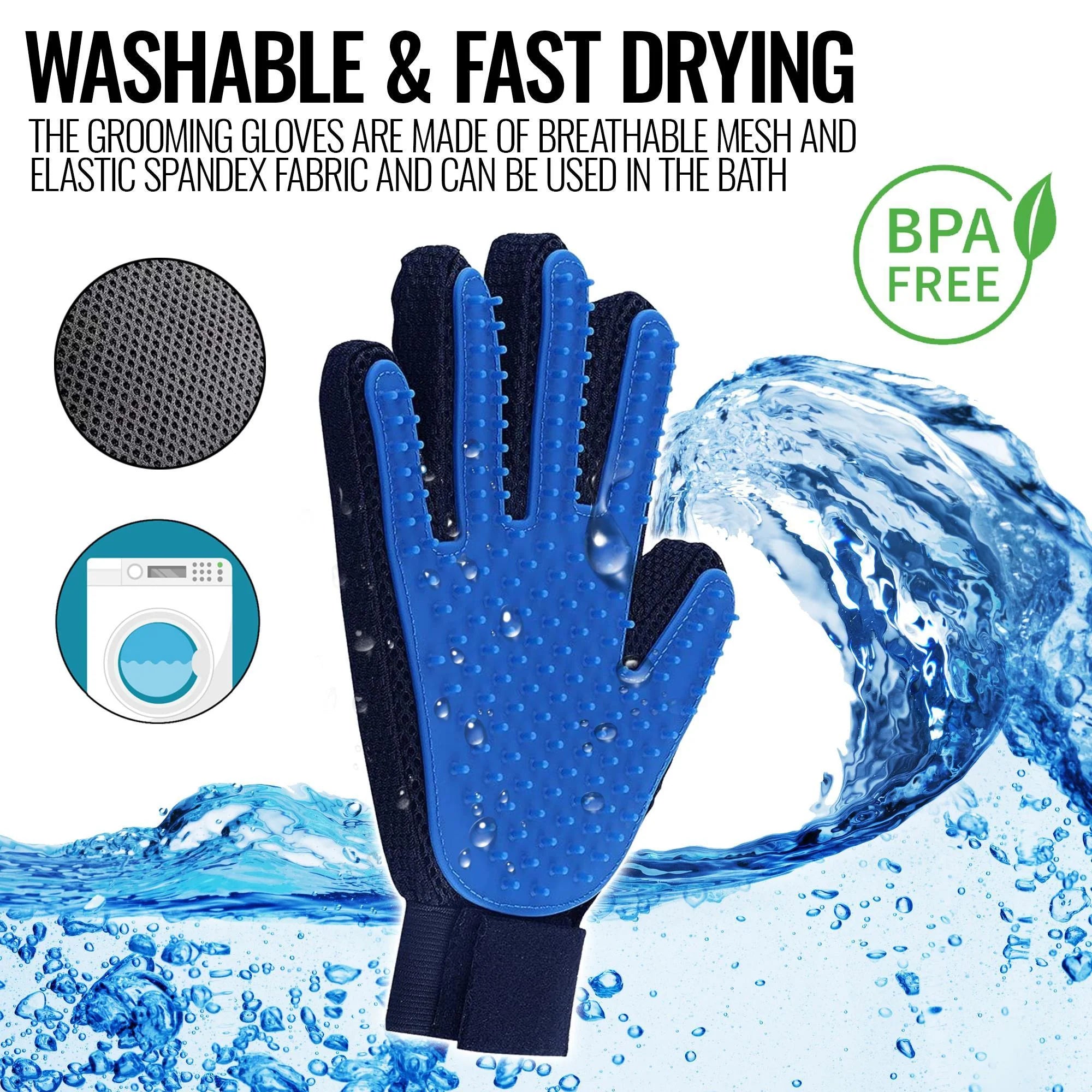 Pet Grooming Gloves - Deshedding & Massage Mitts for Dogs & Horses - Effortless Hair Removal!