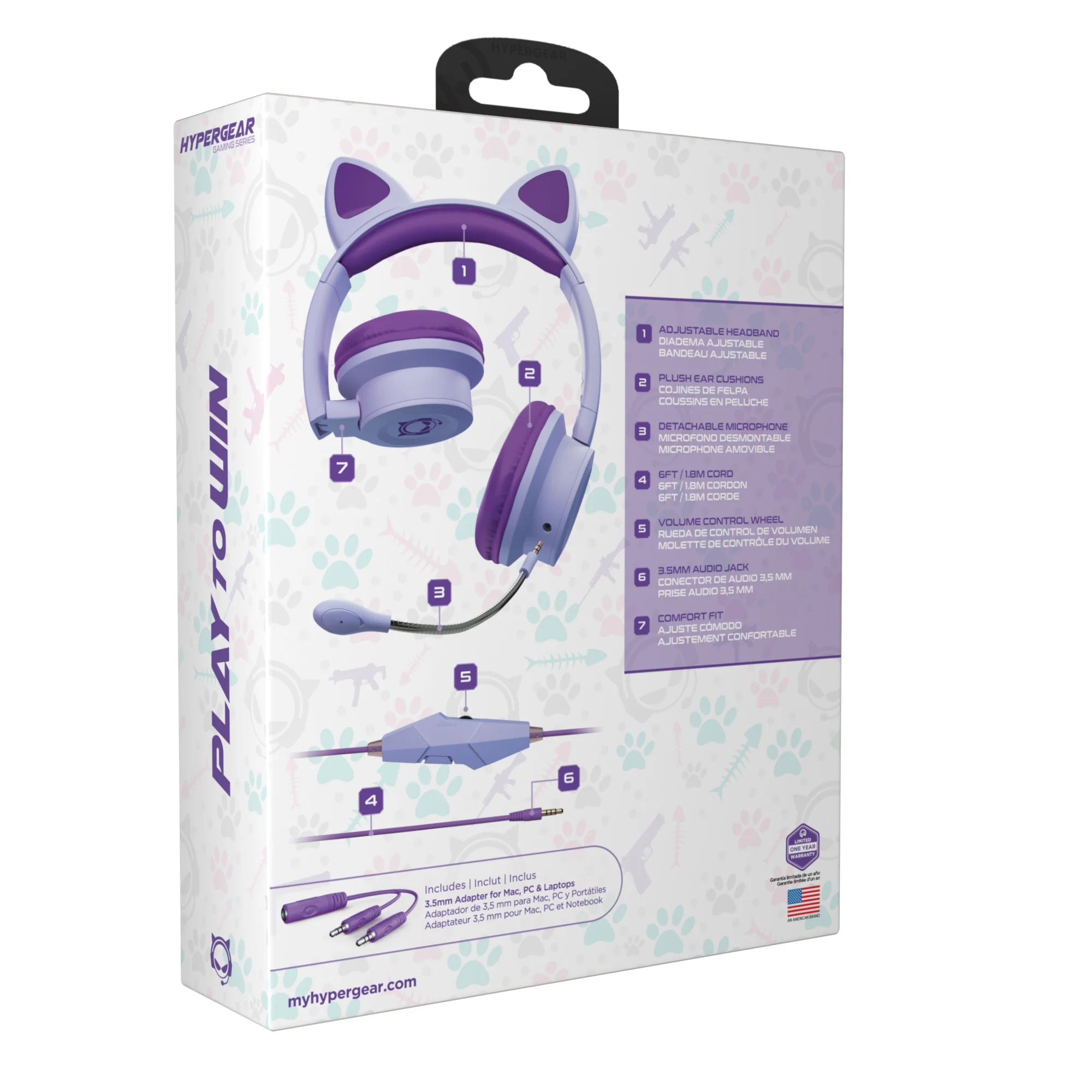 Hypergear Kombat Kitty Gaming Headset - Immersive Sound with Detachable Mic