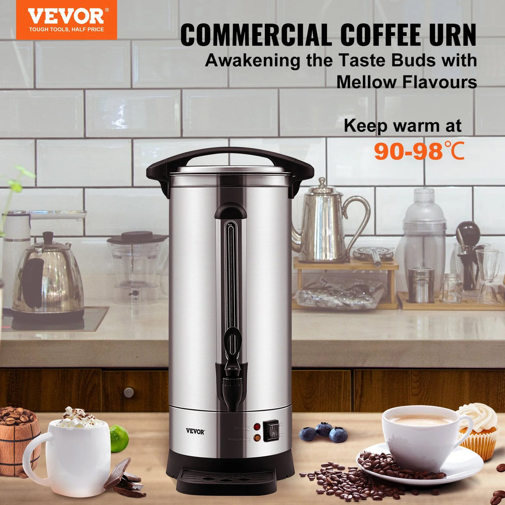 VEVOR 110-Cup Stainless Steel Coffee Urn – Fast Brew Commercial Coffee Dispenser
