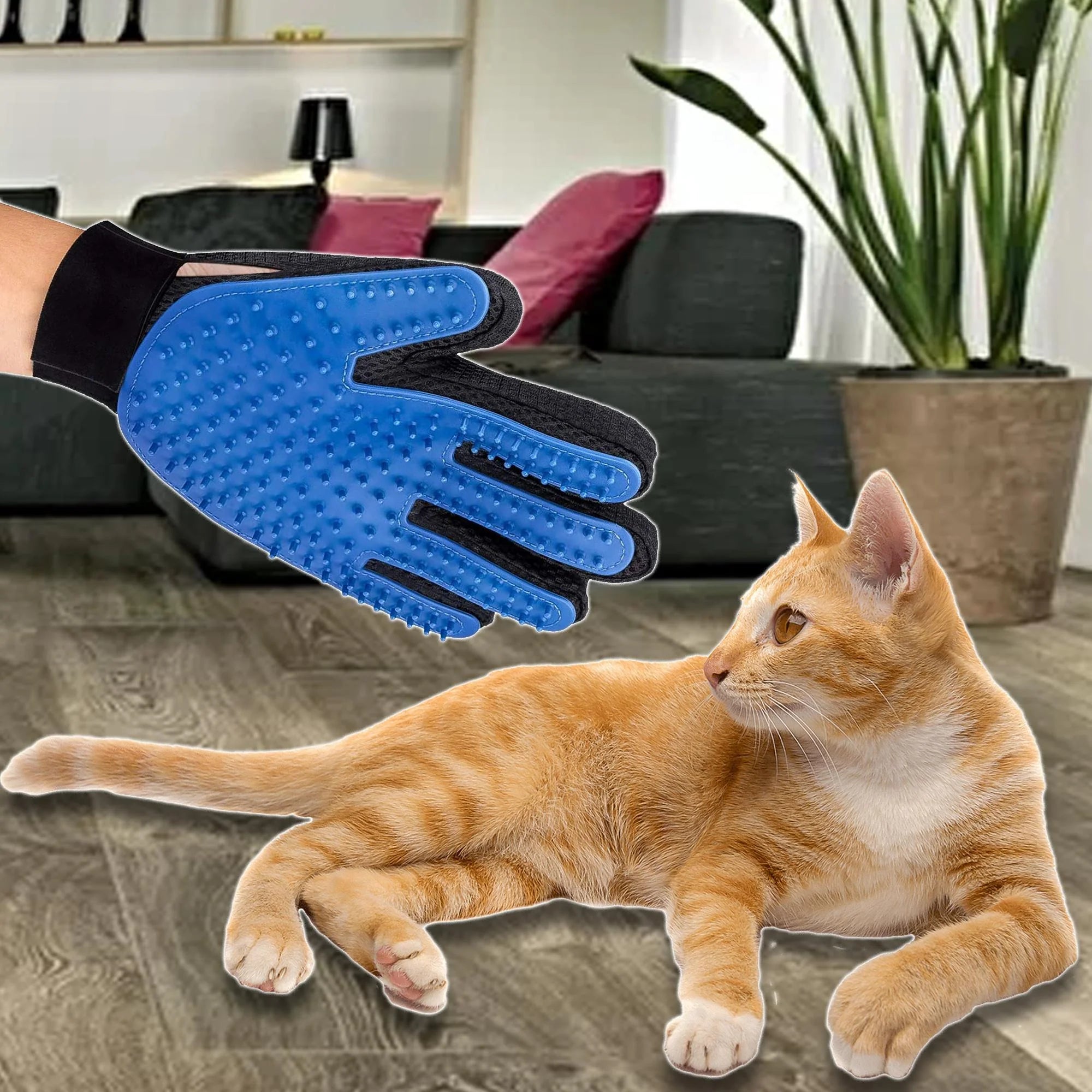 Pet Grooming Gloves - Deshedding & Massage Mitts for Dogs & Horses - Effortless Hair Removal!