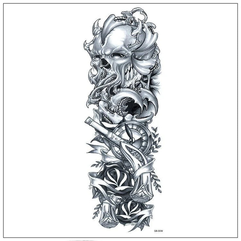 Large Waterproof Temporary Tattoo Sleeve Set - 5 Stylish Designs for Men & Women, Perfect for Events and Festivals