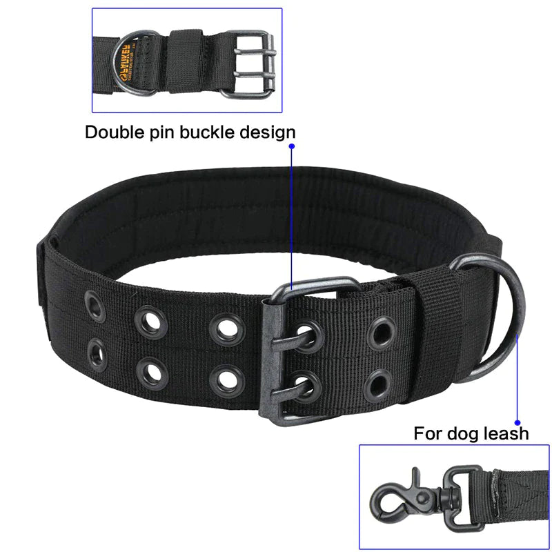 Heavy Duty 2" Wide Nylon Military Dog Collar with Metal Buckle - Perfect for Large K9s