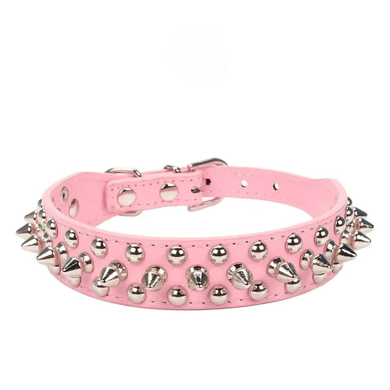 Premium Spiked Studded Leather Dog Collar - Adjustable for Small to Large Pets, Perfect for Pit Bulls and Cats