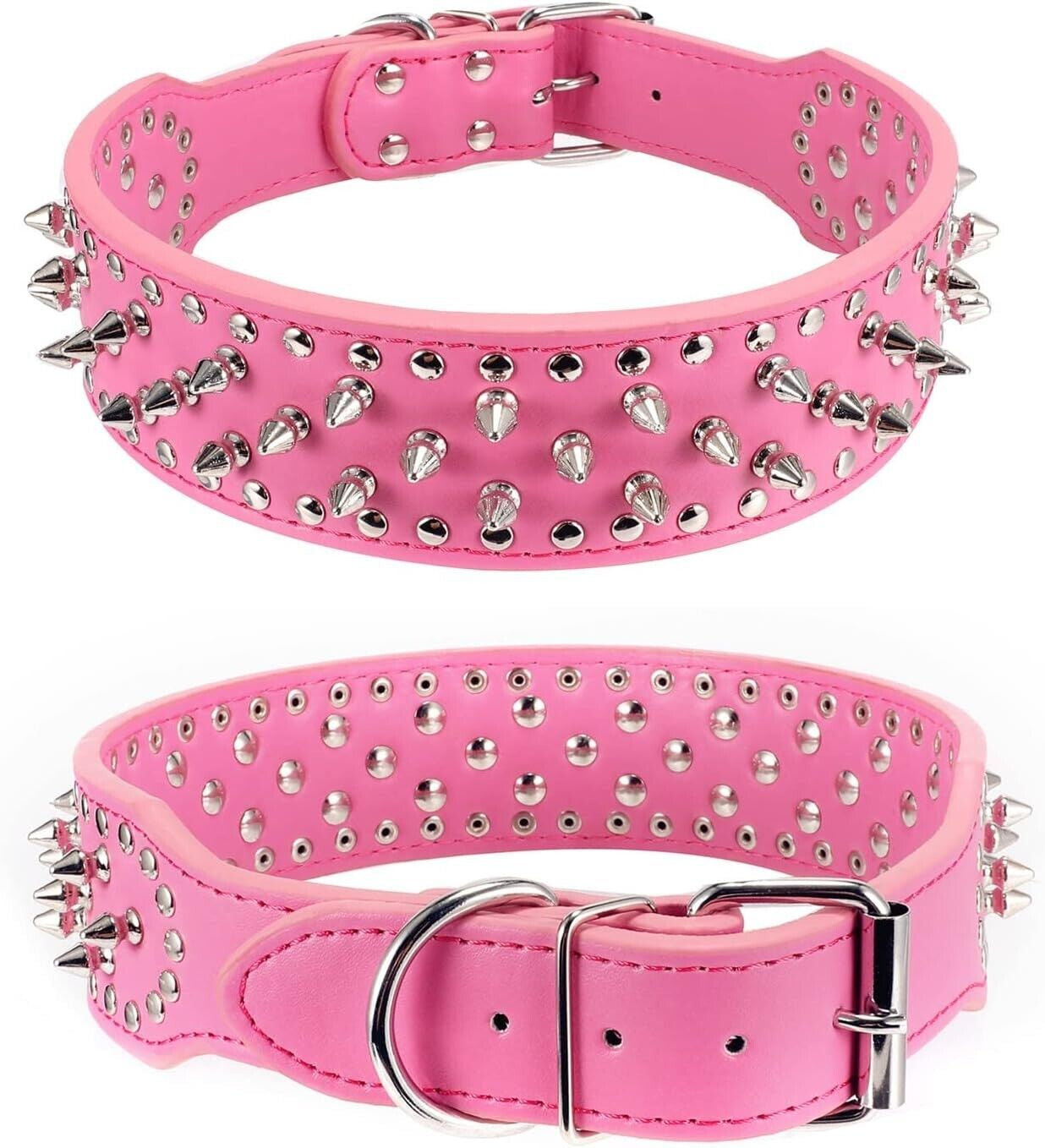 Premium Spiked Studded Leather Dog Collar - Adjustable for Small to Large Pets, Perfect for Pit Bulls and Cats