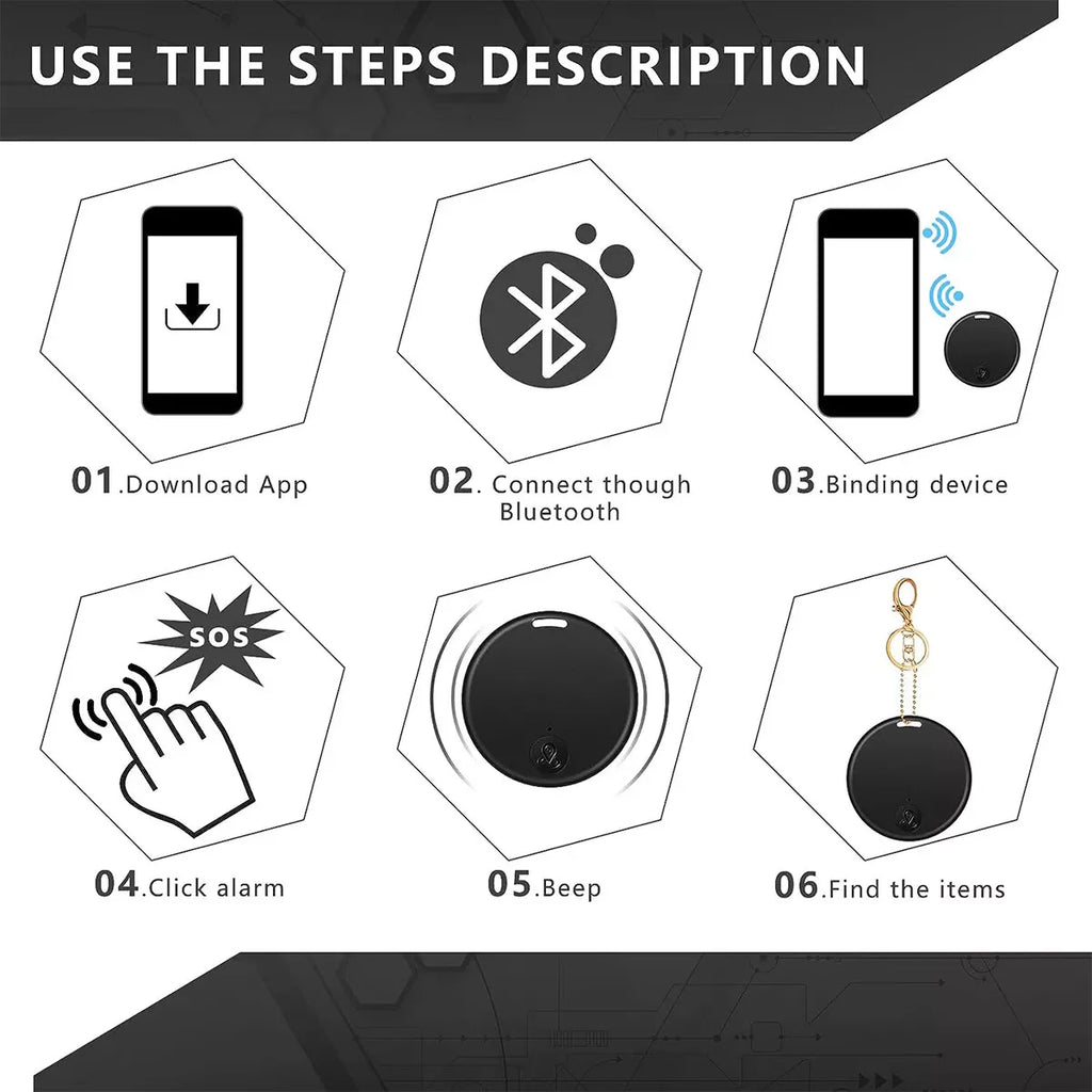 Compact Bluetooth GPS Tracker for Kids and Pets - Smart Location Key Finder