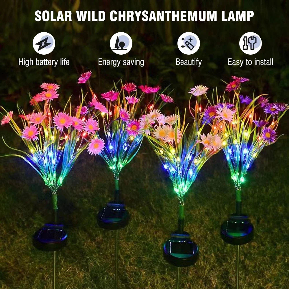 Illuminate Your Garden with Waterproof Solar LED Flower Stake Lights - Perfect Outdoor Patio Decoration!