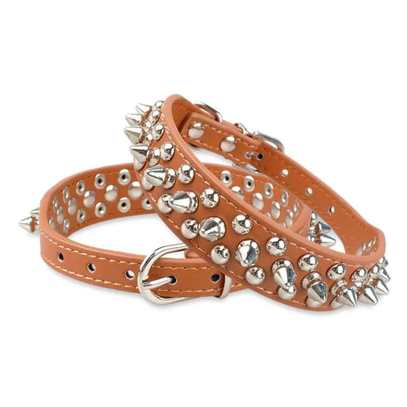 Premium Spiked Studded Leather Dog Collar - Adjustable for Small to Large Pets, Perfect for Pit Bulls and Cats