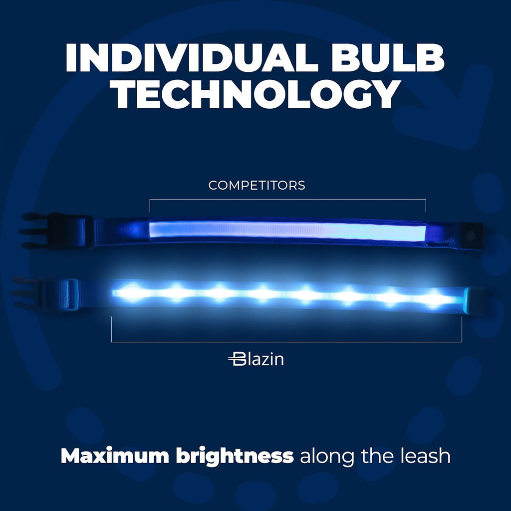 LED Dog Collar - Original USB Rechargeable, Waterproof, 1,000 Feet Visibility - Suitable for Small, Medium, and Large Dogs - Proudly Made in the USA
