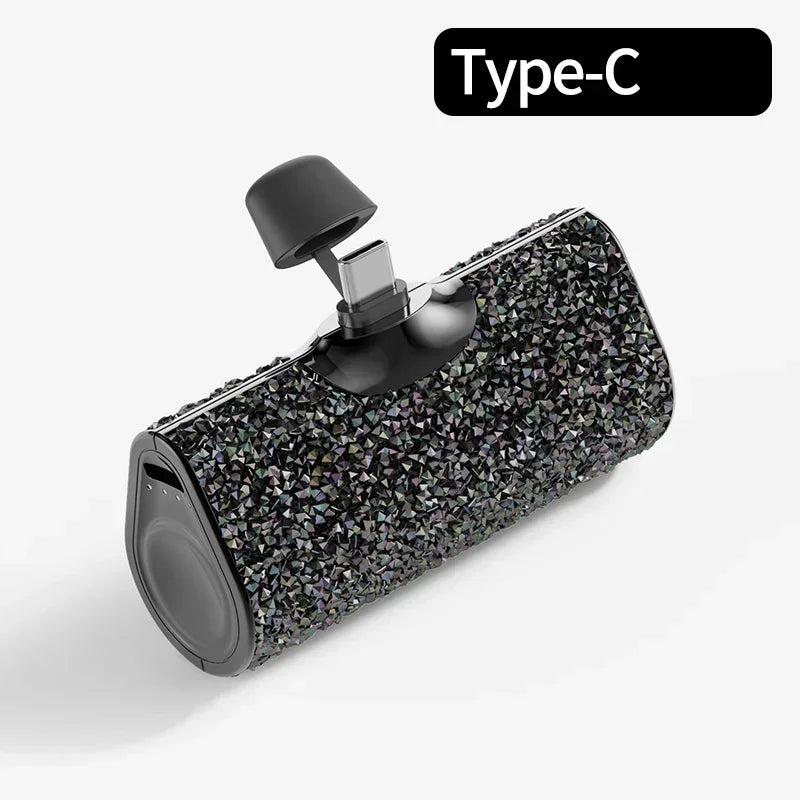 Portable Charger Mobile Power Bank Power Banks Fast Charging Power Bank Shiny Diamond Fashion High Quality 5000Mah