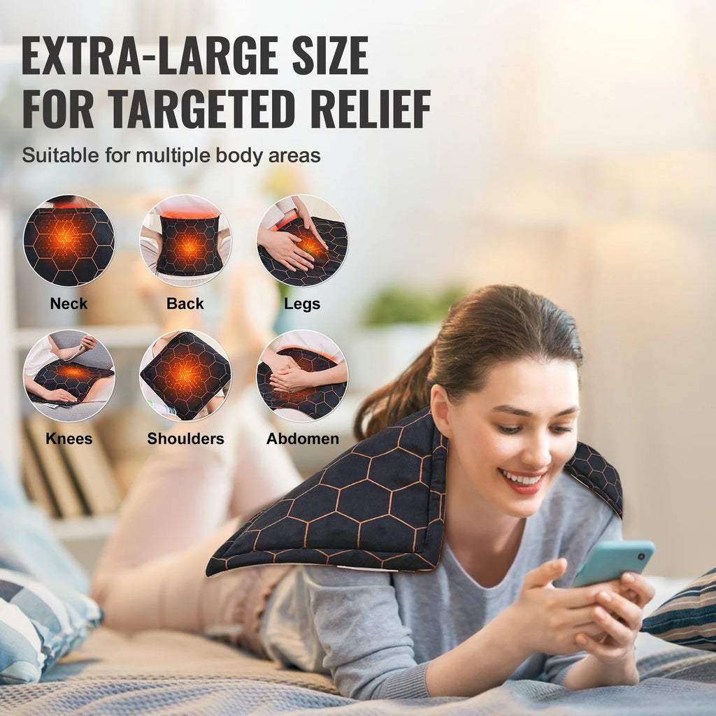Experience Ultimate Pain Relief with VEVOR Weighted Heating Pad - Far Infrared Therapy, 12" x 24