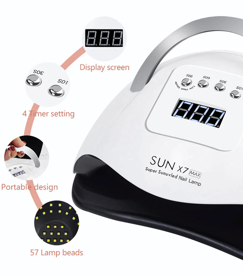 Professional 220W Nail Dryer - Fast LED & UV Gel Curing Lamp for Salon-Quality Manicures at Home