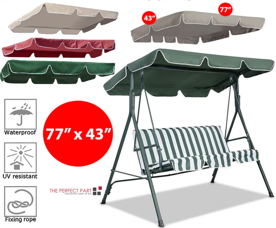 Extra-Large 77"X43" Outdoor Garden Swing Canopy Replacement Cover - Durable 300D Fabric