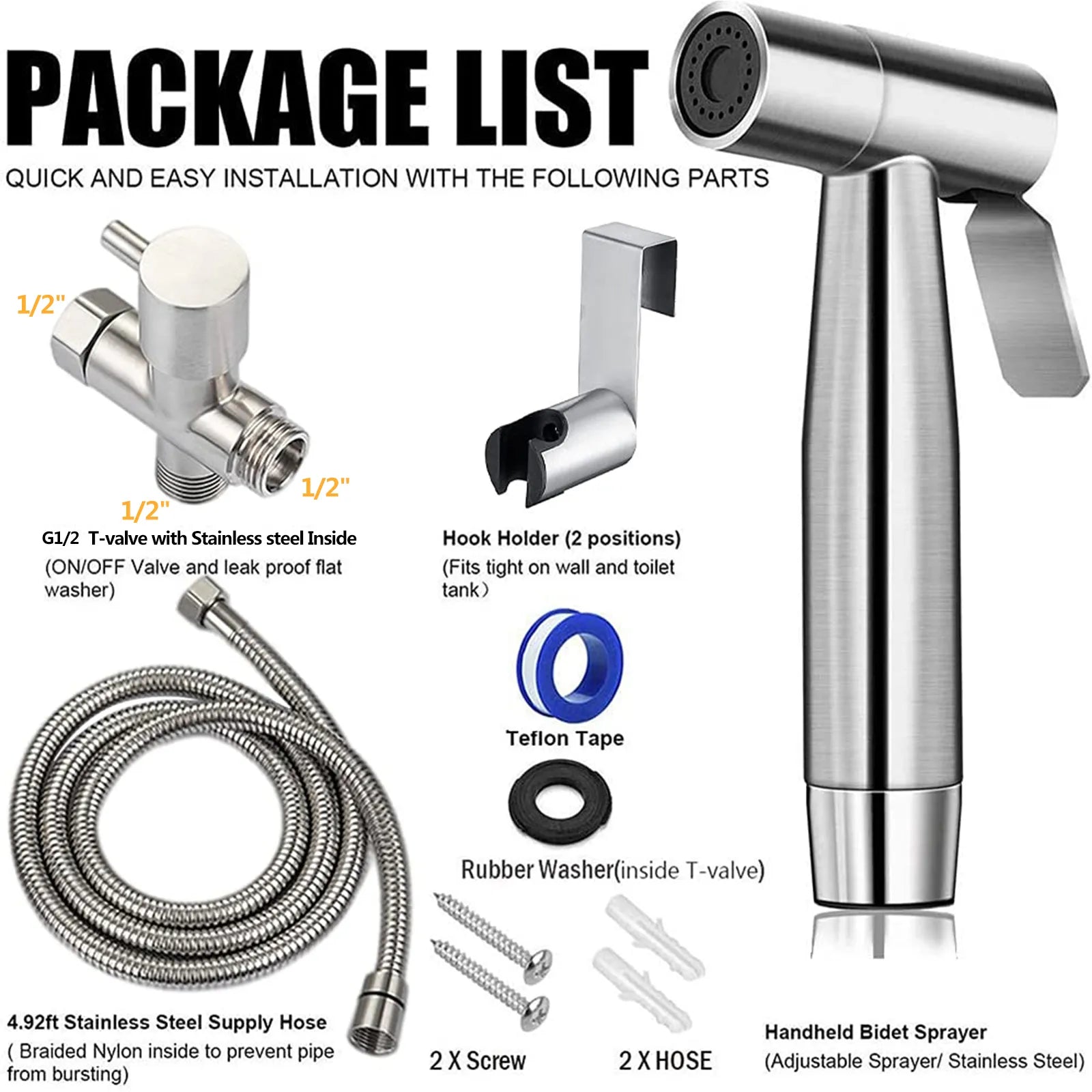Upgrade Your Bathroom with the Premium Stainless Steel Toilet Shattaf Bidet Spray Hose and Handheld Shower Head