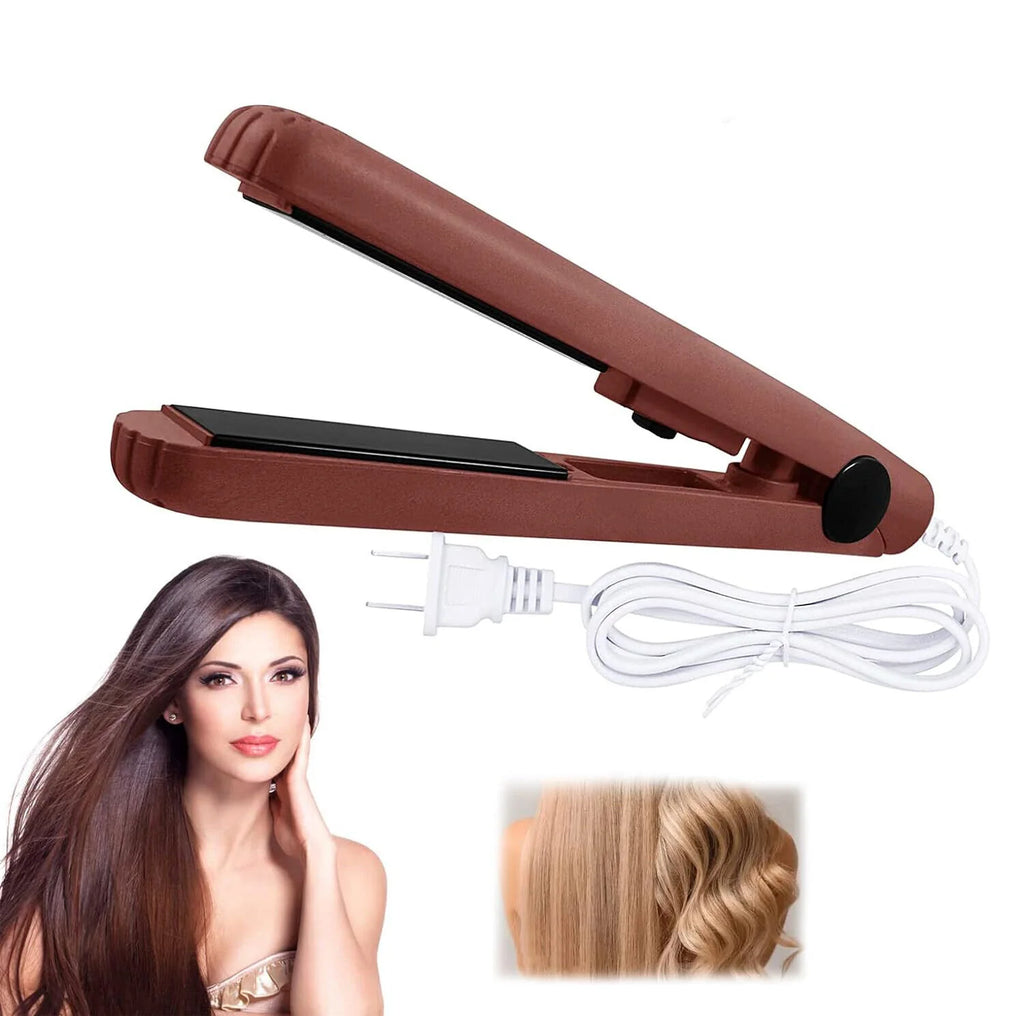 Professional Mini Portable Hair Straightener and Curler with Ceramic Technology