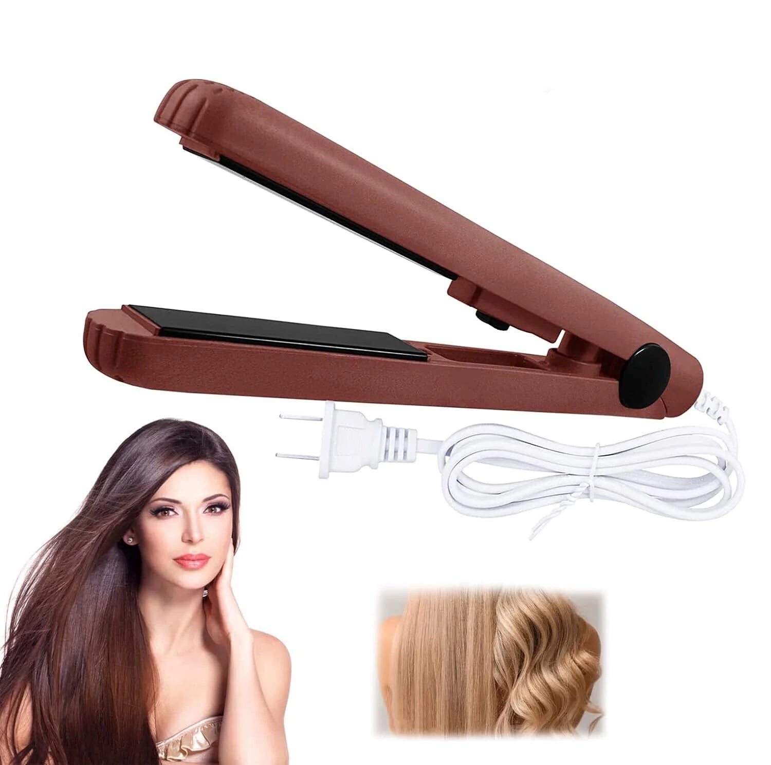 Professional Mini Portable Hair Straightener and Curler with Ceramic Technology