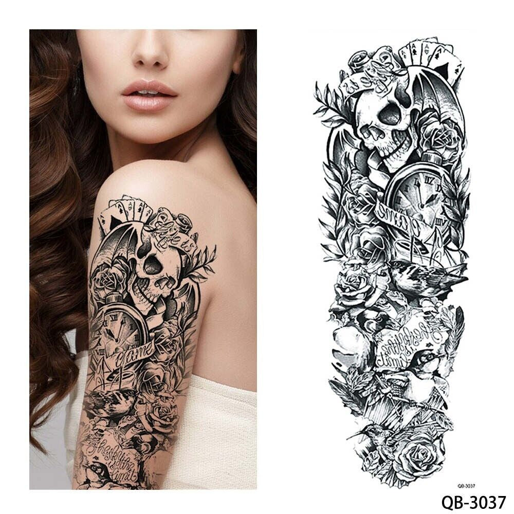 Large Waterproof Temporary Tattoo Sleeve Set - 5 Stylish Designs for Men & Women, Perfect for Events and Festivals