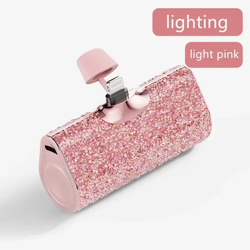 Portable Charger Mobile Power Bank Power Banks Fast Charging Power Bank Shiny Diamond Fashion High Quality 5000Mah