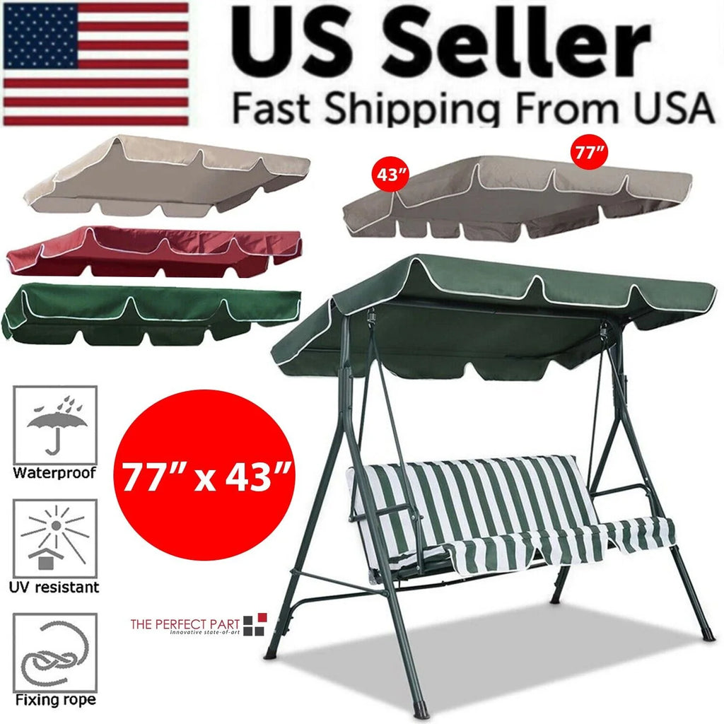Extra-Large 77"X43" Outdoor Garden Swing Canopy Replacement Cover - Durable 300D Fabric