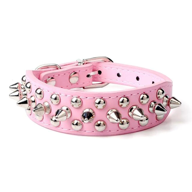 Premium Spiked Studded Leather Dog Collar - Adjustable for Small to Large Pets, Perfect for Pit Bulls and Cats