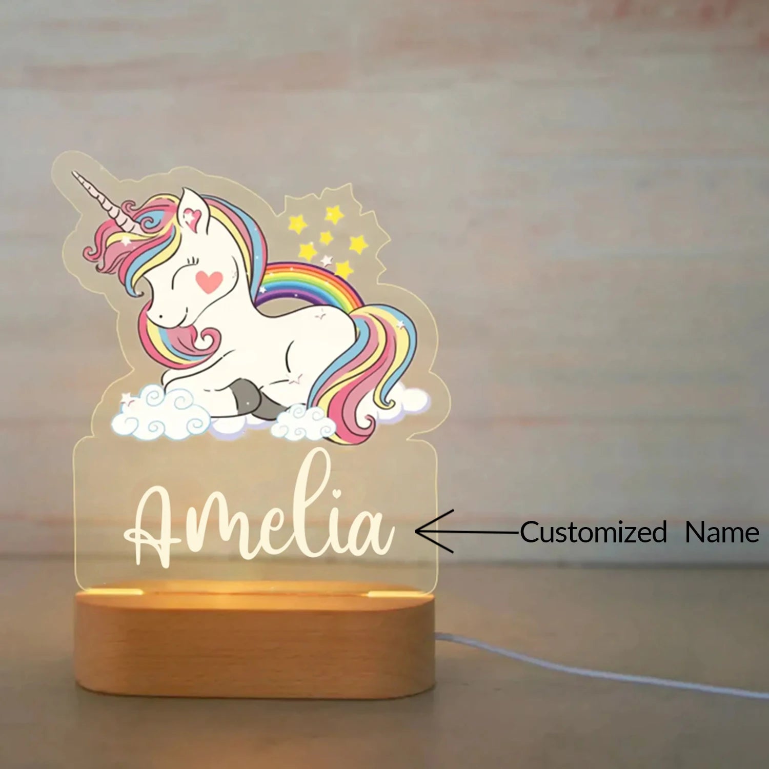 Personalized Night Light, Custom Name Acrylic Lamp - Room Decoration