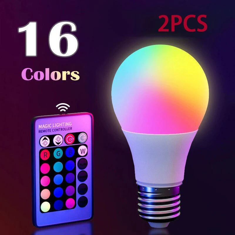16 Color LED Multicolor Smart Light Bulb E27 220V Household Lighting Dimmable 24 Key Remote Control