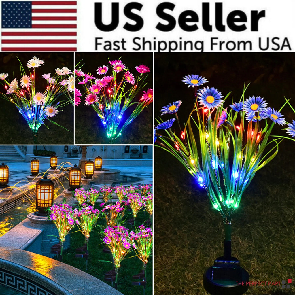 Illuminate Your Garden with Waterproof Solar LED Flower Stake Lights - Perfect Outdoor Patio Decoration!