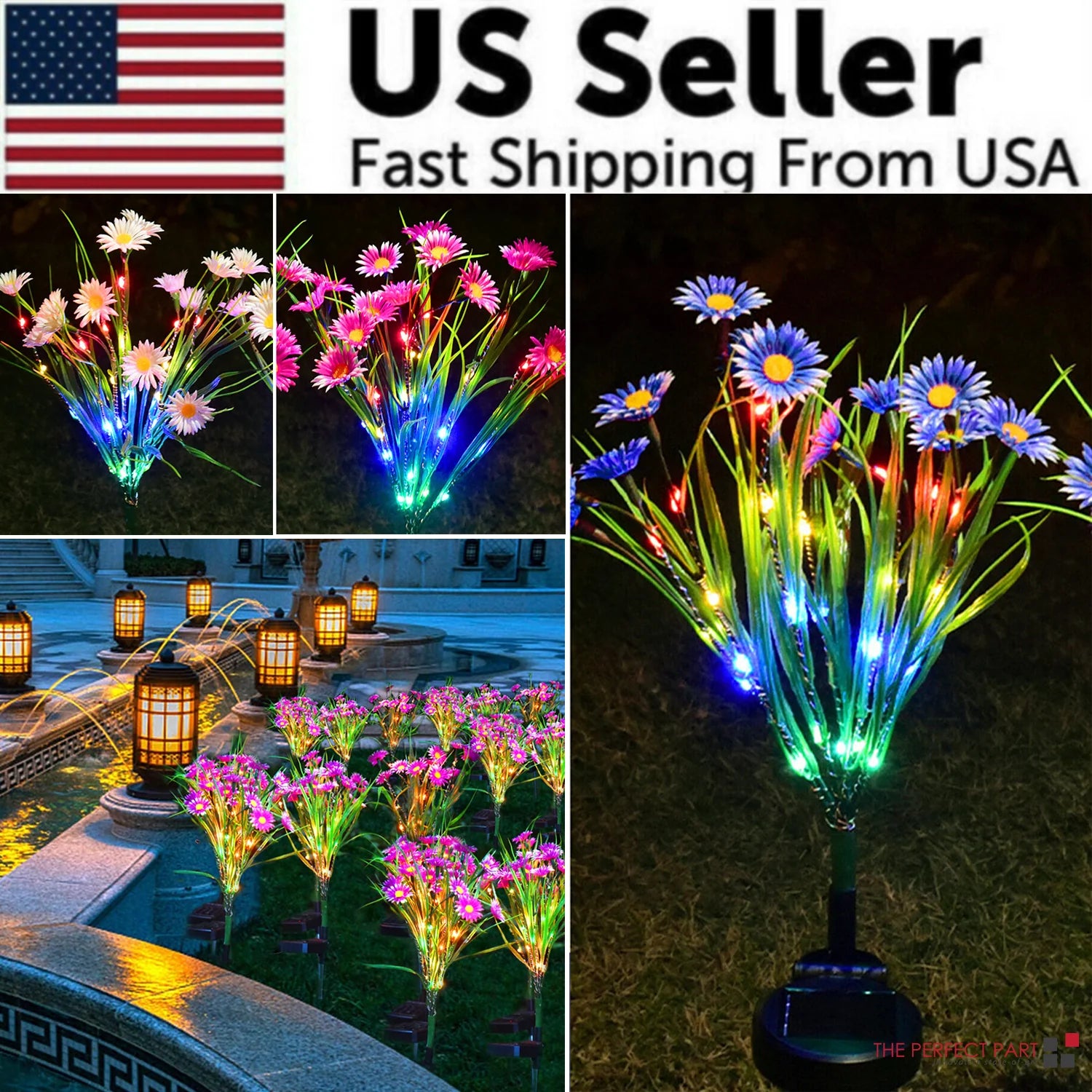 Illuminate Your Garden with Waterproof Solar LED Flower Stake Lights - Perfect Outdoor Patio Decoration!