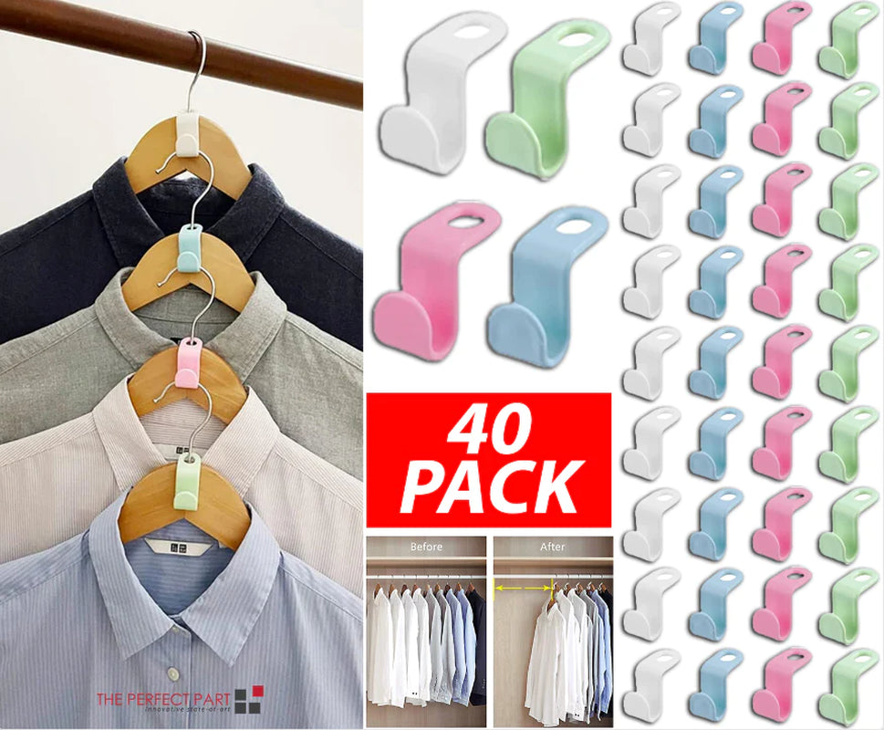 40 PCS Space-Saving Clothes Hanger Connector Hooks - Closet Organizer Clips