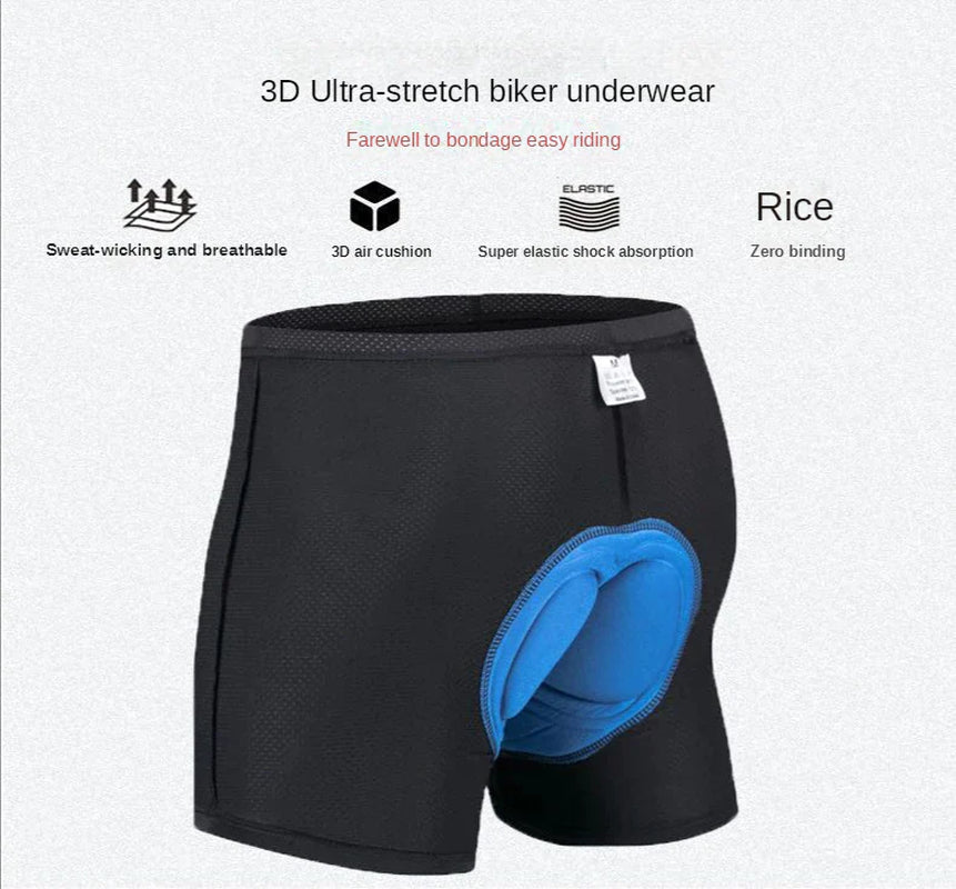 3D Padded Men's & Women's Cycling Shorts - Comfortable Gel Foam Bicycle Underwear Pants