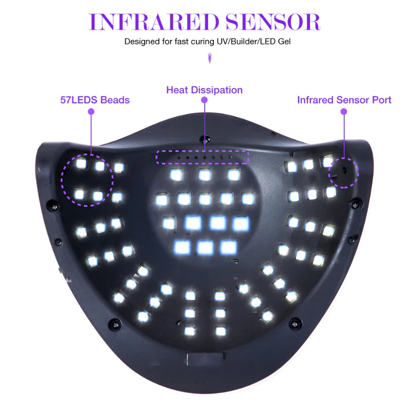 Professional 220W Nail Dryer - Fast LED & UV Gel Curing Lamp for Salon-Quality Manicures at Home