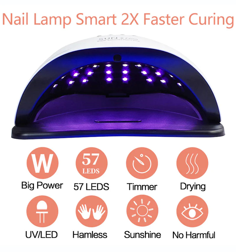 Professional 220W Nail Dryer - Fast LED & UV Gel Curing Lamp for Salon-Quality Manicures at Home