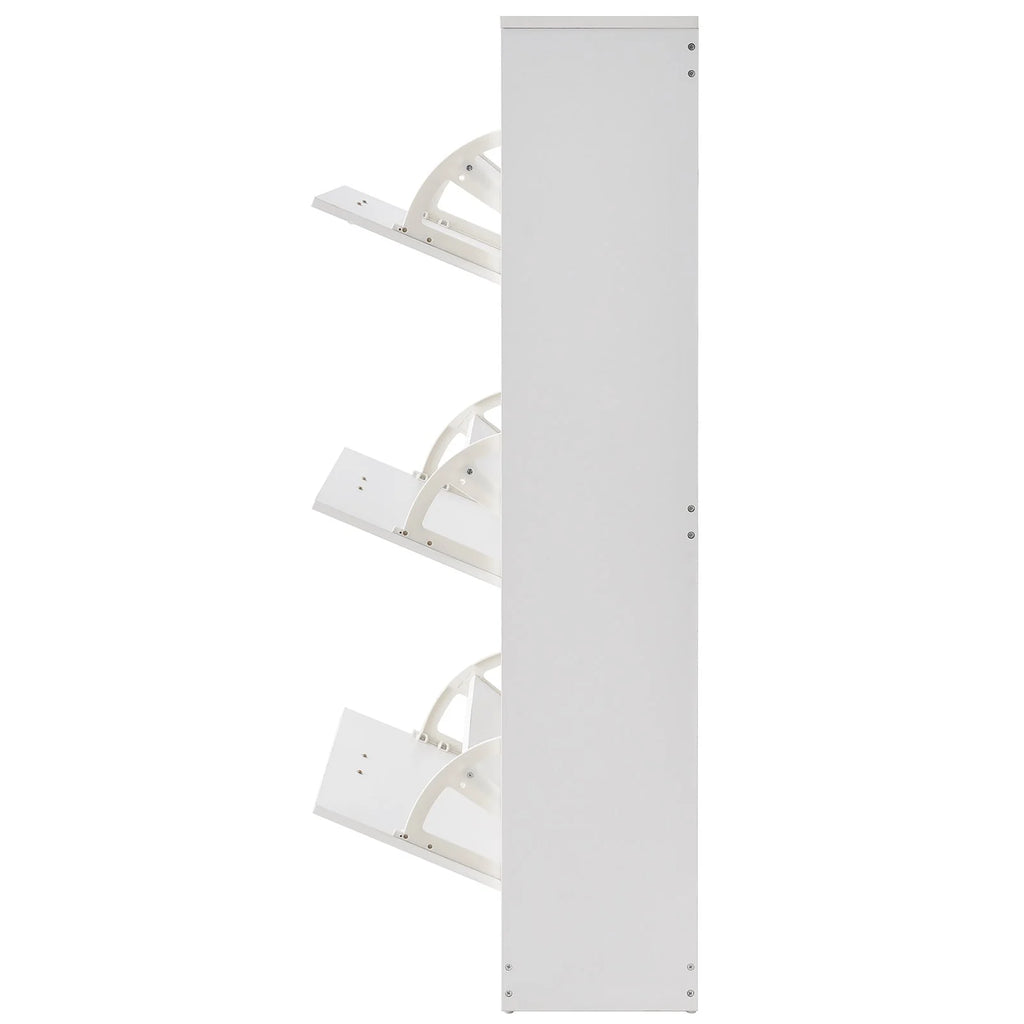 Stylish VEVOR Shoe Cabinet with 3 Flip Drawers - Versatile Shoe Storage Organizer for Entryway and Living Room with Side Hooks for Heels, Boots, and Slippers