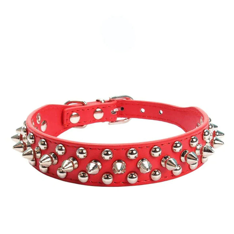 Premium Spiked Studded Leather Dog Collar - Adjustable for Small to Large Pets, Perfect for Pit Bulls and Cats