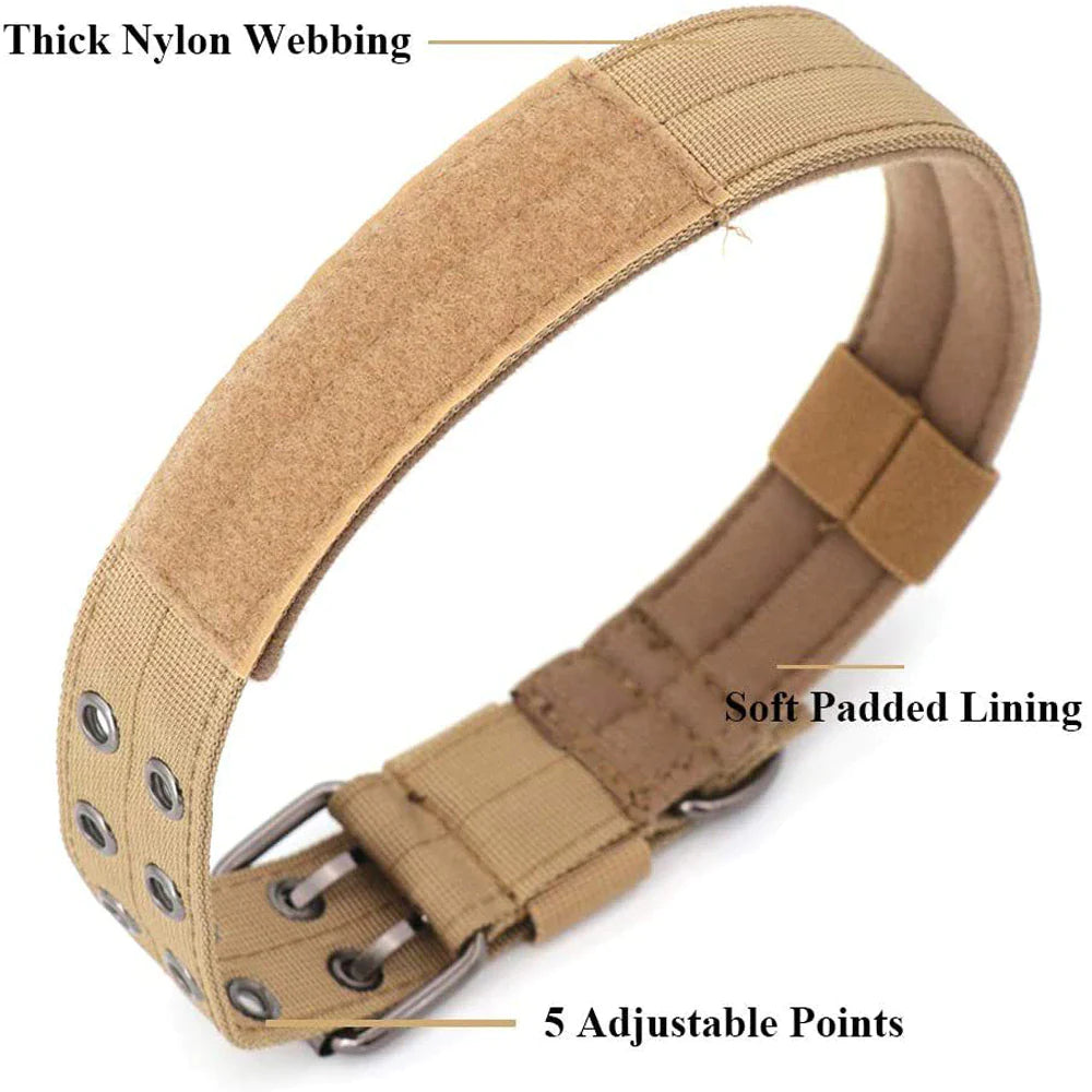 Heavy Duty 2" Wide Nylon Military Dog Collar with Metal Buckle - Perfect for Large K9s