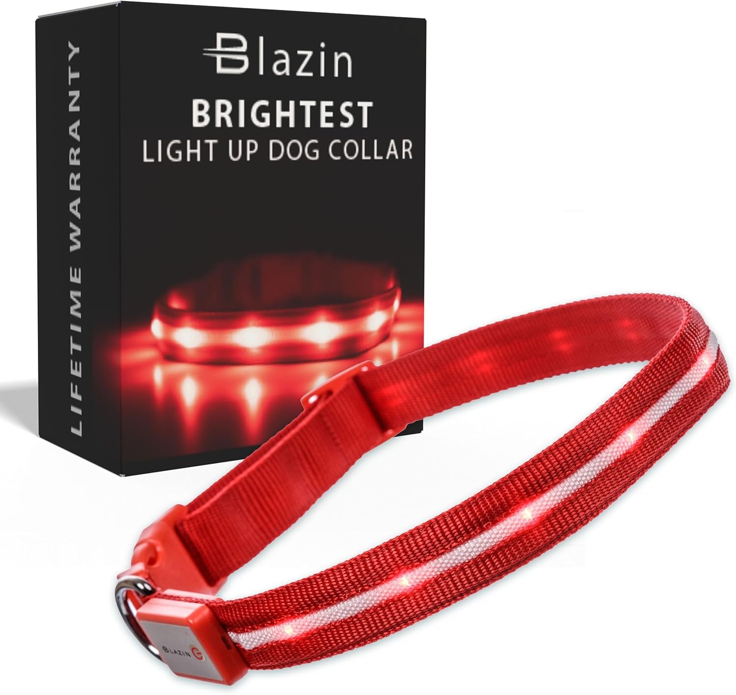 LED Dog Collar - Original USB Rechargeable, Waterproof, 1,000 Feet Visibility - Suitable for Small, Medium, and Large Dogs - Proudly Made in the USA