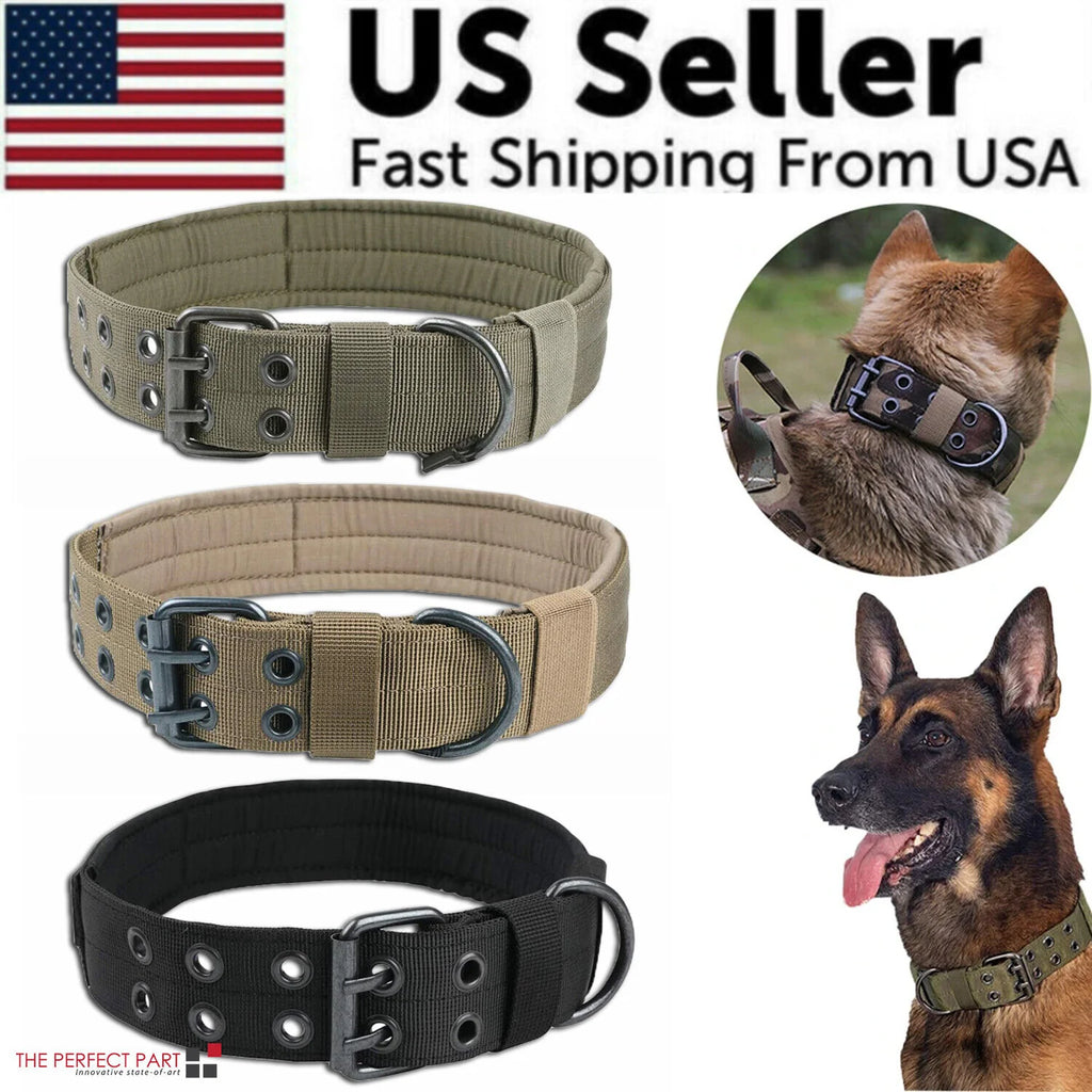 Heavy Duty 2" Wide Nylon Military Dog Collar with Metal Buckle - Perfect for Large K9s