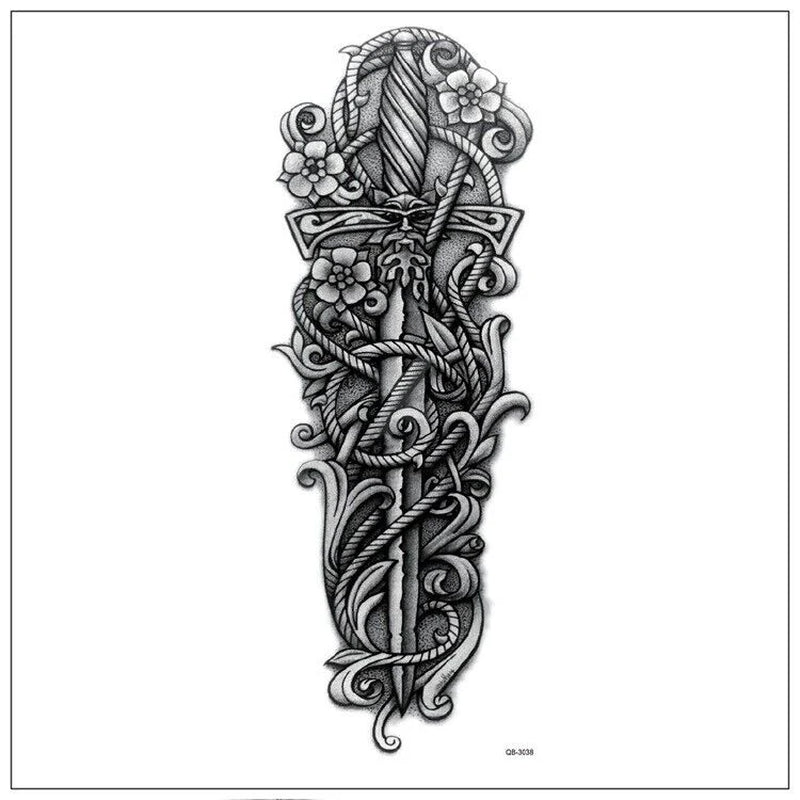 Large Waterproof Temporary Tattoo Sleeve Set - 5 Stylish Designs for Men & Women, Perfect for Events and Festivals